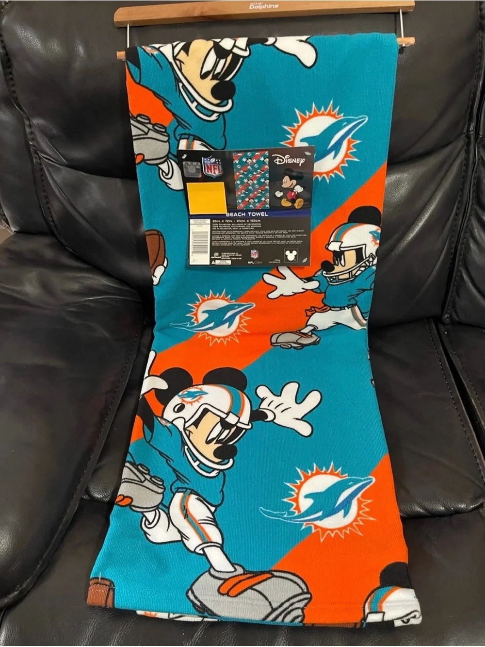 NFL Miami Dolphins Beach Towel Mickey Dolphins Beach Towel Football